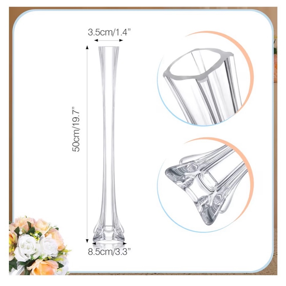 ⭐️4 Pcs Eiffel Tower Vase Glass Clear Eiffel Tower Vases Table Centerpiece 19.7” - Picture 3 of 8